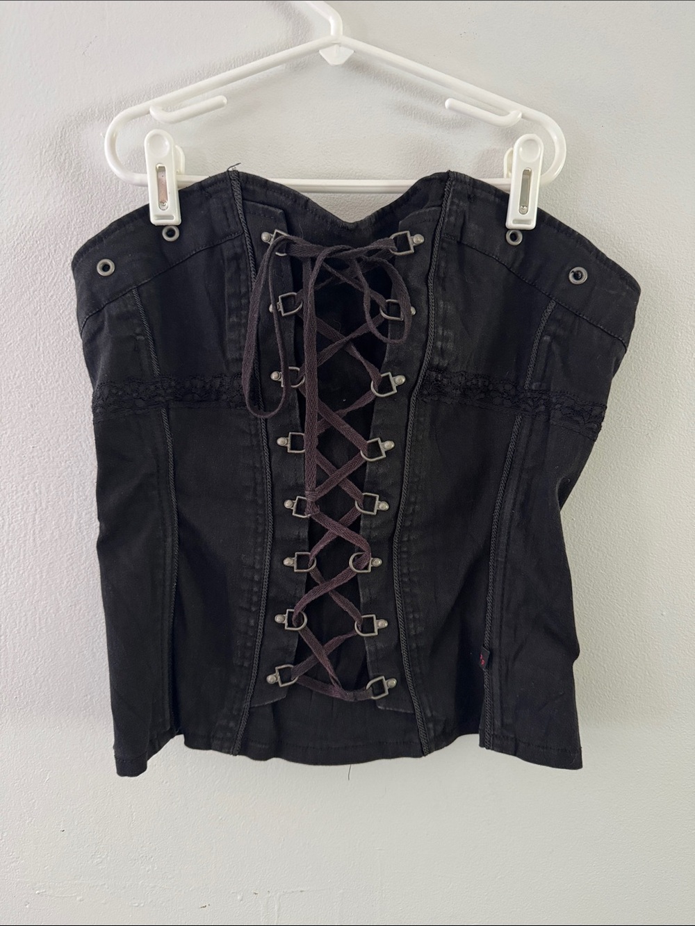 Tripp NYC Black Lace-Up Corset Top Sz L